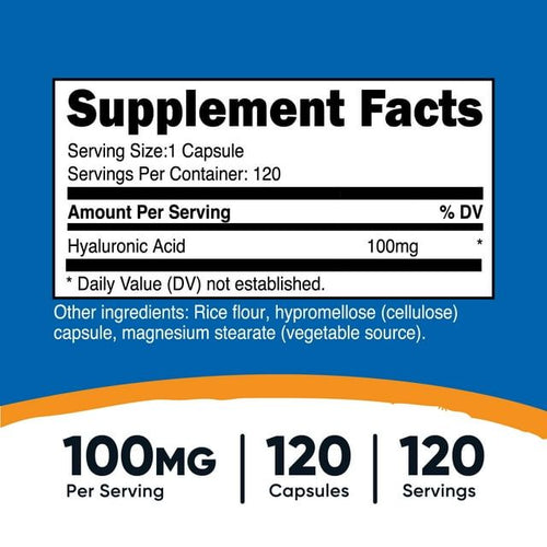Nutricost Hyaluronic Acid Capsules 100mg Per Serving (120 Veggie Capsules), Supplement EasyOptionXY LLC
