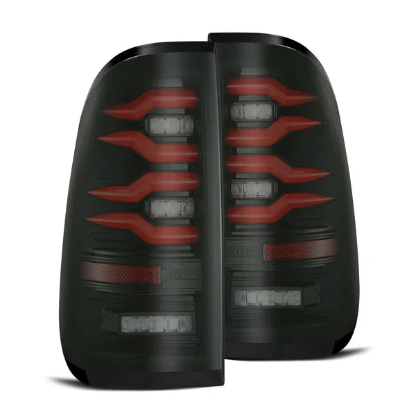 AlphaRex 99-16 Ford Super Duty / 97-03 F150 LUXX-Series LED Tail Lights Black Red OffRoadUSA.com