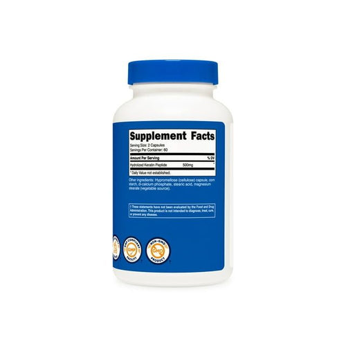 Nutricost Keratin Hydrolized Peptide Capsules - 120 Capsules (500mg each) - Non-GMO, Gluten-Free Formula EasyOptionXY LLC