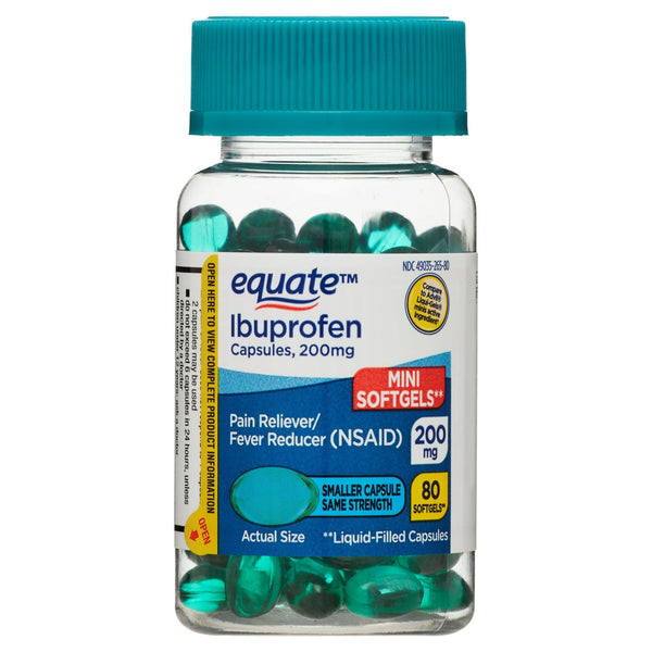 Equate Ibuprofen Mini Softgel Capsules; 200 mg; 80 Count EasyOptionXY LLC