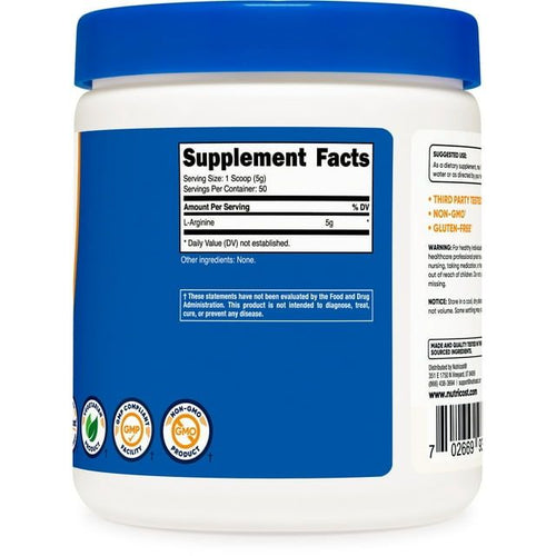 Nutricost L-Arginine Powder (250 Grams) - 5000mg Per Serving; 50 Servings, Health Supplement EasyOptionXY LLC