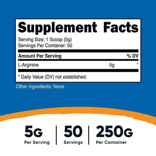 Nutricost L-Arginine Powder (250 Grams) - 5000mg Per Serving; 50 Servings, Health Supplement EasyOptionXY LLC