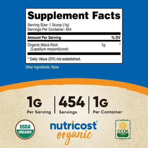 Nutricost Organic Maca Root Powder (454 Grams) - USDA Organic Supplement EasyOptionXY LLC