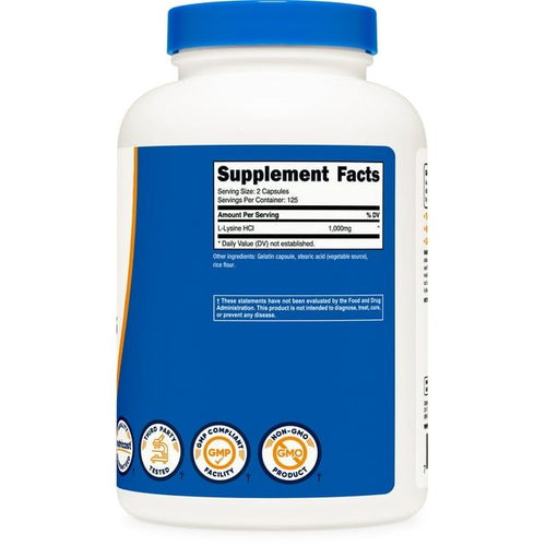 Nutricost L-Lysine 1000mg Supplement, 250 Capsules - 500mg Per Capsule EasyOptionXY LLC