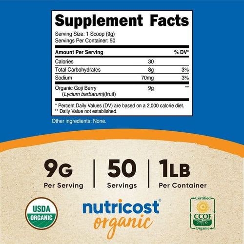 Nutricost Organic Goji Berry Powder (1lb) - Gluten Free & Non-GMO EasyOptionXY LLC