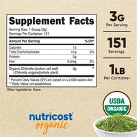 Nutricost Pure Organic Chlorella Powder 16oz - 3000mg per Serving, Supplement EasyOptionXY LLC