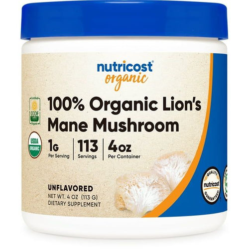 Nutricost Organic Lion's Mane Mushroom Powder (4oz) - Certified USDA Organic Supplement EasyOptionXY LLC