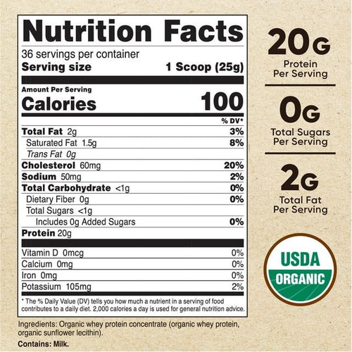 Nutricost Organic Whey Protein Powder (Unflavored) 2LB - Gluten Free Supplement EasyOptionXY LLC