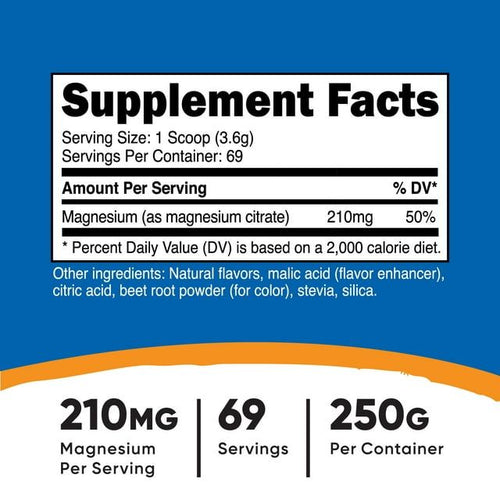 Nutricost Magnesium Citrate Powder (Raspberry Lemonade, 250 Grams) - Non-GMO Supplement EasyOptionXY LLC