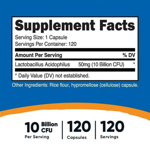 Nutricost Lactobacillus Acidophilus 10 Billion CFU Supplement, 120 Vegetarian Capsules EasyOptionXY LLC