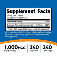 Nutricost Chromium 1000mcg, 240 Tablets - Gluten Free, Non-GMO EasyOptionXY LLC