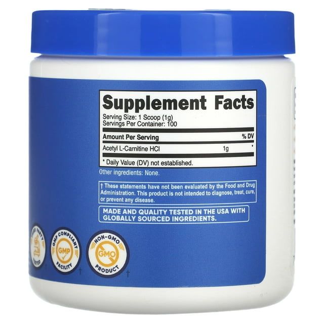 Nutricost Acetyl L-Carnitine ALCAR Powder Supplement, 100 Grams, 1g Per Serving EasyOptionXY LLC