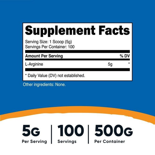 Nutricost L-Arginine Supplement Powder 500 Grams - 5g Per Serving, 100 Servings EasyOptionXY LLC
