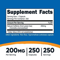 Nutricost Natural Caffeine 250 Capsules (200mg) - Gluten Free, Non-GMO Supplement EasyOptionXY LLC