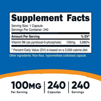 Nutricost P5P Vitamin B6 Supplement 100mg, 240 Capsules - Non-GMO, Gluten Free EasyOptionXY LLC