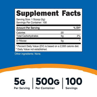 Nutricost D-Ribose Powder 500 Grams - 100 Servings, 5000mg Per Serving - Gluten Free Supplement EasyOptionXY LLC