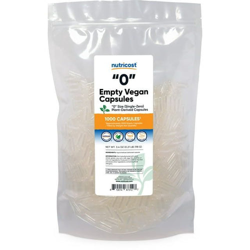 Nutricost Empty Capsules Size 0 Vegan - 1,000 Clear Empty Plant-Based Supplement Capsules EasyOptionXY LLC