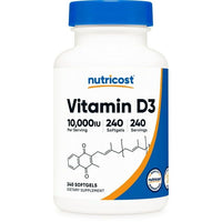 Nutricost Vitamin D3 10,000 IU Supplement, 240 Soft Gel Caps EasyOptionXY LLC