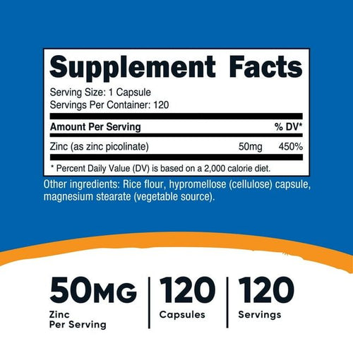 Nutricost Zinc Picolinate 30mg, 120 Capsules - Gluten Free & Non-GMO Supplement EasyOptionXY LLC