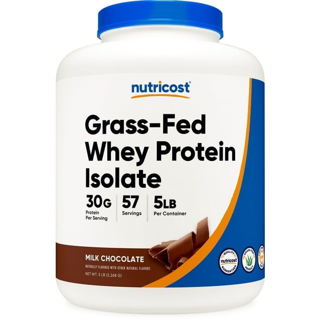 Nutricost Grass-Fed Whey Protein Isolate Powder (Chocolate) 5LBS - Non-GMO EasyOptionXY LLC