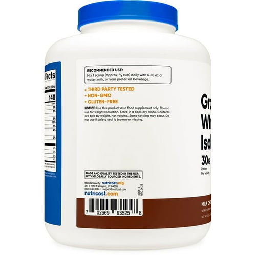 Nutricost Grass-Fed Whey Protein Isolate Powder (Chocolate) 5LBS - Non-GMO EasyOptionXY LLC