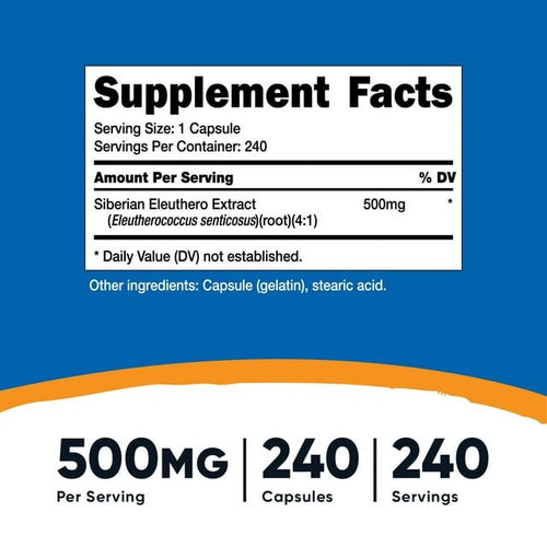 Nutricost Siberian Eleuthero 500mg, 240 Capsules - Gluten Free & Non-GMO Supplement EasyOptionXY LLC