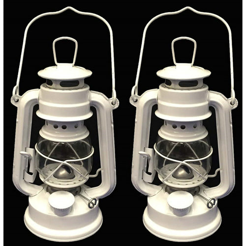 Lot of 2 - 8 Inch White Hurricane Kerosene Oil Lantern Hanging Light / Lamp EasyOptionXY LLC