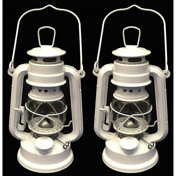 Lot of 2 - 8 Inch White Hurricane Kerosene Oil Lantern Hanging Light / Lamp EasyOptionXY LLC