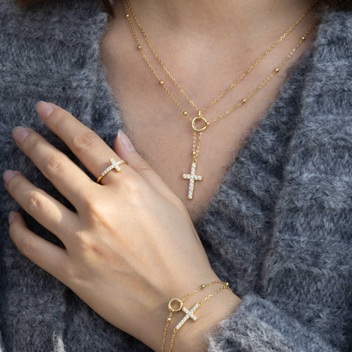 Gold Layered Circle Cross Necklace