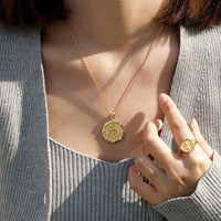 Alpha Omega Fleur-de-Lis Cross Medallion Necklace