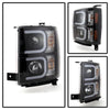 Spyder Chevy Silverado 1500 14-16 Projector Headlights Light Bar DRL Blk PRO-YD-CS14-LBDRL-BK OffRoadUSA.com