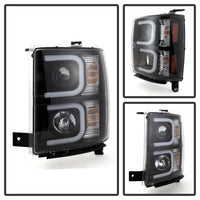 Spyder Chevy Silverado 1500 14-16 Projector Headlights Light Bar DRL Blk PRO-YD-CS14-LBDRL-BK OffRoadUSA.com