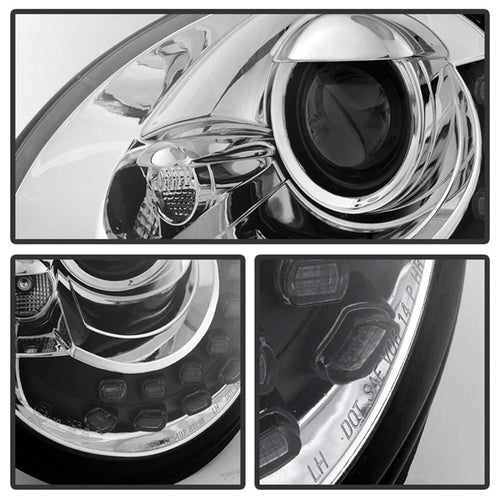 Spyder Volkswagen Beetle 1998-2005 Projector Headlights DRL Chrome PRO-YD-VB98-DRL-C OffRoadUSA.com
