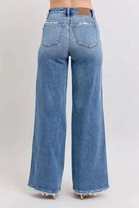 Judy Blue Raw Hem Wide Leg Jeans HTO Apparel