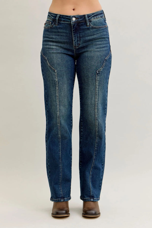 Judy Blue Full Size Seam Detail Straight Leg Jeans HTO Apparel