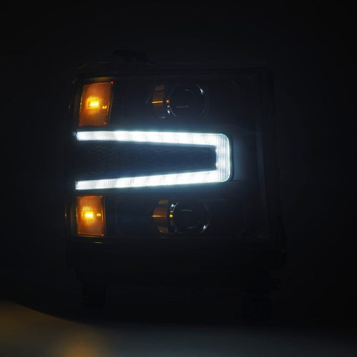 AlphaRex 16-18 Chevrolet Silverado 1500 LUXX-Series LED Projector Headlights Black OffRoadUSA.com