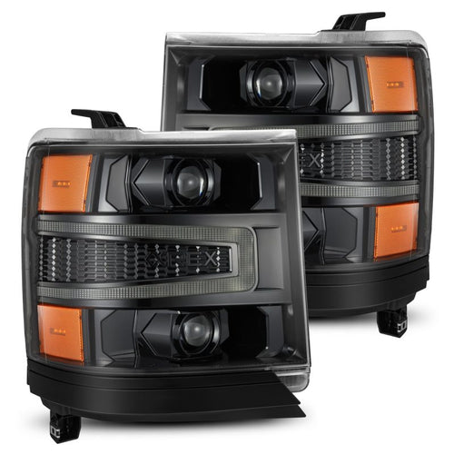 AlphaRex 16-18 Chevrolet Silverado 1500 LUXX-Series LED Projector Headlights Alpha-Black OffRoadUSA.com