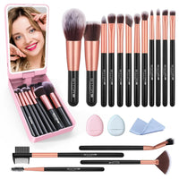 BESTOPE PRO Makeup Brushes with Case, 20PCs Travel Makeup Brush Set, Foundation Concealer Blush Eyeshadow Brush Set Contour