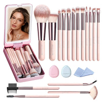 BESTOPE PRO Makeup Brushes with Case, 20PCs Travel Makeup Brush Set, Foundation Concealer Blush Eyeshadow Brush Set Contour