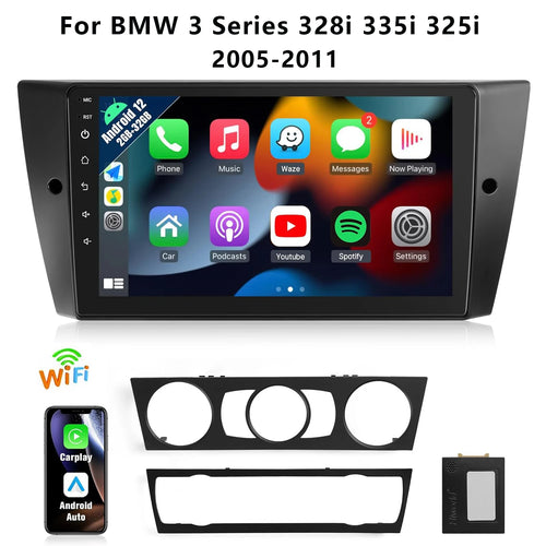 9 Inch Wireless Car Stereo for BMW 3 Series 328i 335i 325i 2005-2011 HD Touchscreen Car Radio with Backup Camera GPS WIFI 2G+32G