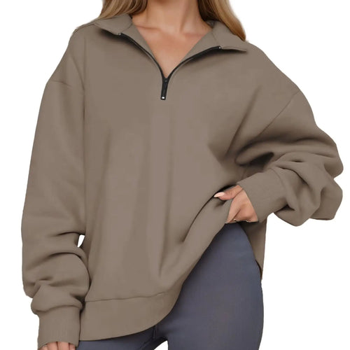 Womens Oversized Sweatshirts Half Zip Pullover Fall Trendy Fashion Outfits Drop Shoulder Tunic Pullover Tops