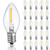 25-Pack C7 LED Christmas Light Bulb, 0.6W Clear Glass C7 Replacement Bulbs, 2700K Soft White, E12 Candelabra Base Night Light Bu