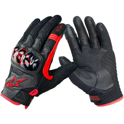 ALPINESTARS Motorcycle Gloves Black Racing Genuine Leather Motorbike Black White Road Riding Team Gloves Summer Winter