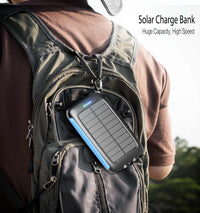 49000mAh Solar Power Bank Portable Charger with Dual USB, Fast Charging, Waterproof, LED for Outdoor Camping Phones Tablets