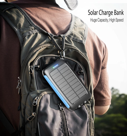 49000mAh Solar Power Bank Portable Charger with Dual USB, Fast Charging, Waterproof, LED for Outdoor Camping Phones Tablets
