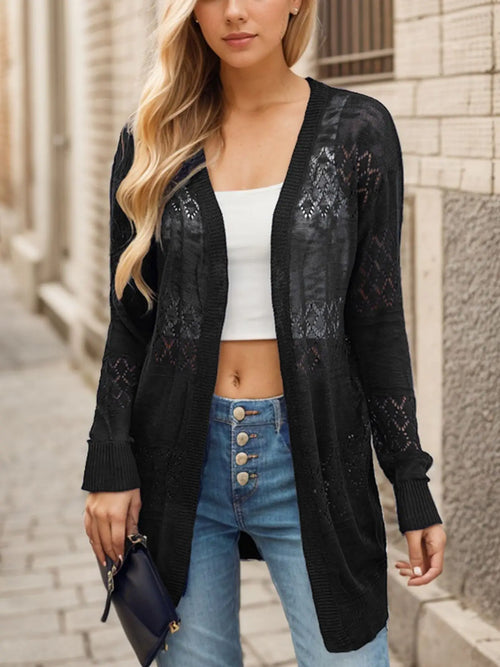 Women's Cardigan Sweater Lightweight Crochet Long Sleeve Loose Soft Drape Front Cardigan Bohemian Beach Cover-up