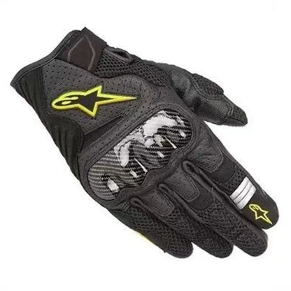 ALPINESTARS Motorcycle Gloves Black Racing Genuine Leather Motorbike Black White Road Riding Team Gloves Summer Winter
