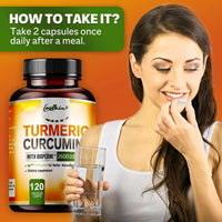 Turmeric Curcumin - 95% Curcumin & Bioperine - Highly Absorbable Turmeric Supplement, Joint & Digestion Health - 120 Capsules