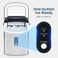Euhomy Countertop Ice Maker Machine with Handle, 26 lbs/24H, 9 Cubes in 6 Mins, Auto-Cleaning Portable Ice Maker,Silver