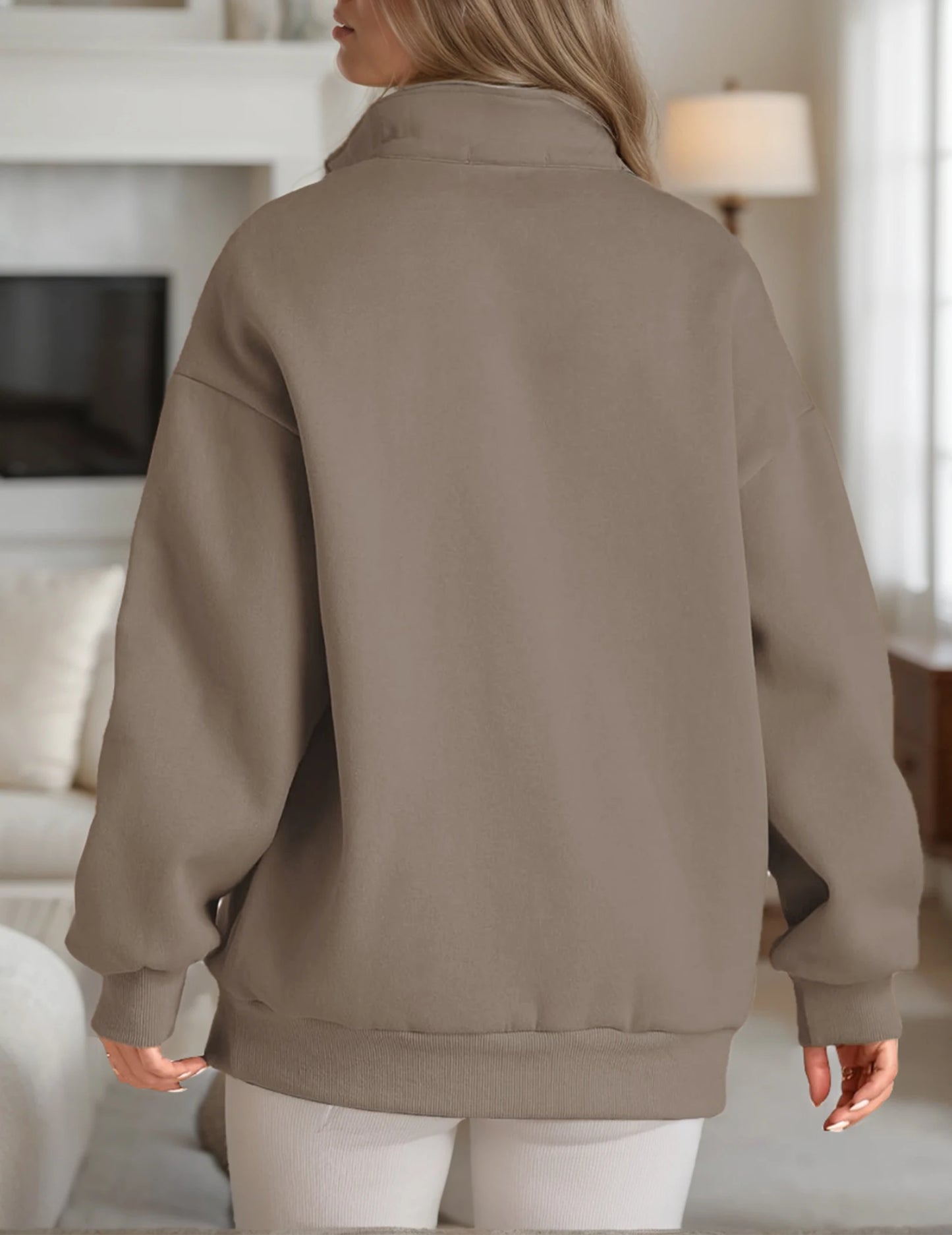 Womens Oversized Sweatshirts Half Zip Pullover Fall Trendy Fashion Outfits Drop Shoulder Tunic Pullover Tops